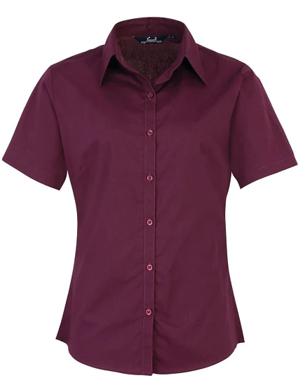 Premier PR 302 Popelínová halenka s krátkým rukávem 39.0302 aubergine