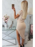 Sukienka asymetryczna beżowa