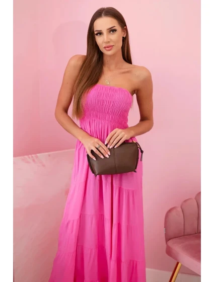 Dámské viskózové šaty s elastickým topem růžový Dámské viskózové šaty s elastickým topem růžový