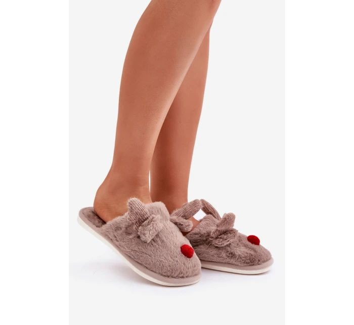 Dámské Hnědé Pantofle S Motivem Sobů Sennalith Dámské Hnědé Pantofle S Motivem Sobů Sennalith