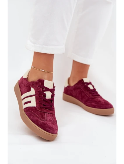 Dámské semišové sneakersy model 21704973 bordové - VINCEZA