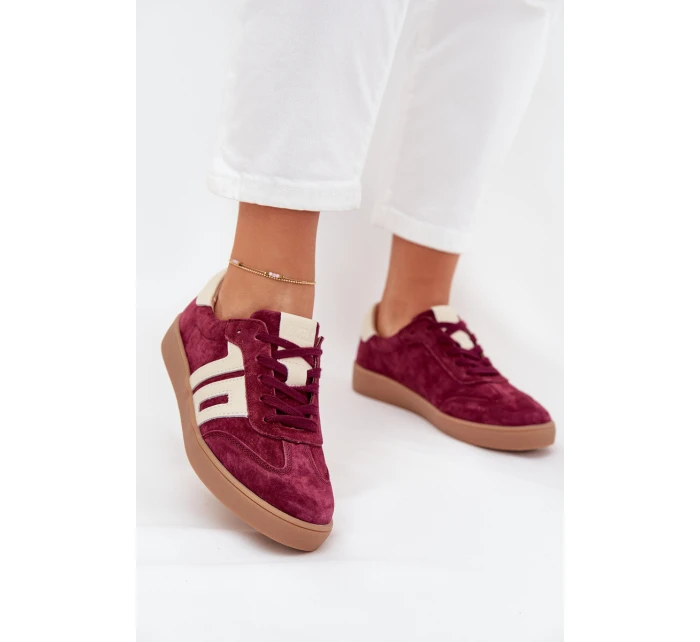 Dámské semišové sneakersy model 21704973 bordové - VINCEZA