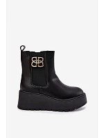 Zateplené Chelsea Boty Na Platformě S Ozdobným Detalem Černé model 22386787 - Boto Zateplené Chelsea Boty Na Platformě S Ozdobným Detalem Černé model 22386787 - Boto