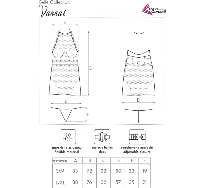 Dámská košilka Vannas chemise + tanga ZDARMA! Béžová - LivCo Corsetti