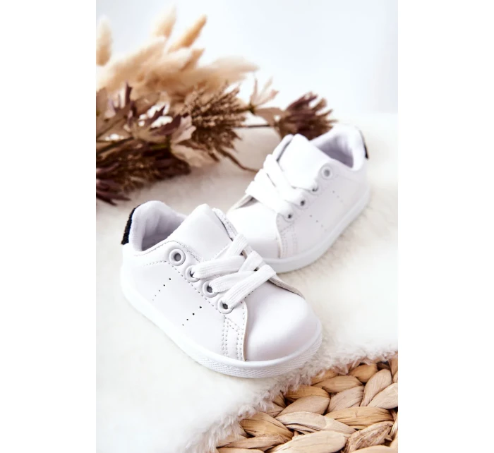 Dětské Tenisky Bíle-Cerné Glossy