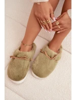 Dámské papuče s kožíškem a mašličkou – zelené Minella