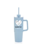 Personalizovaná termoska s průhledným víčkem - dvě mapy jako srdce Personalizovaná termoska s průhledným víčkem - dvě mapy jako srdce