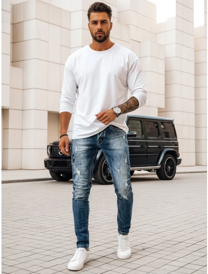 Pánské tmavě modré džínové kalhoty FashionStreet UX3995