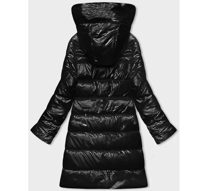 Černá vypasovaná dámská metalická zimní bunda Rosse Line (7227)