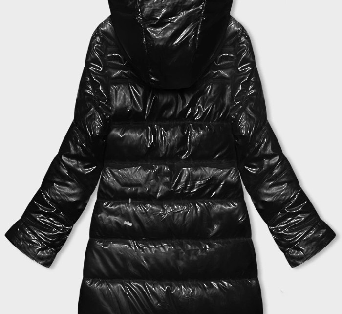 Černá metalická dámská vypasovaná zimní bunda Rosse Line (7227)