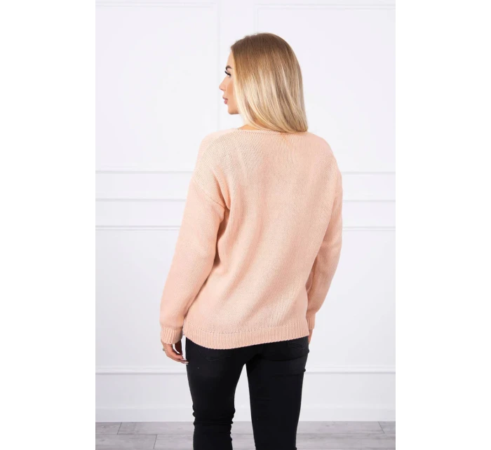 Svetr s výstřihem do V, pudrově růžový Svetr s výstřihem do V, pudrově růžový