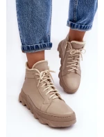 Kožené Boty Dámské Na Platformě Bežové Lemar model 21638483 - Boto