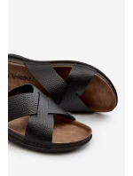 Lehké pohodlné pánské sandály s přezkami model 21665707 černé - Inblu