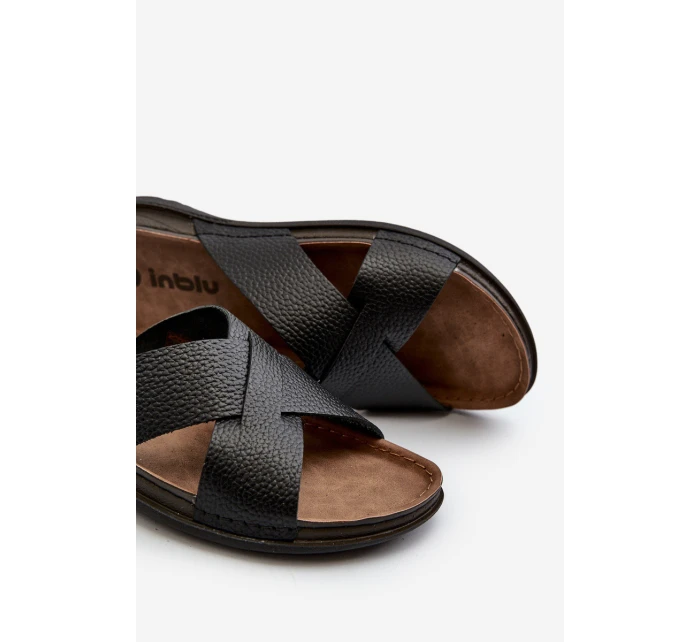 Lehké pohodlné pánské sandály s přezkami model 21665707 černé - Inblu
