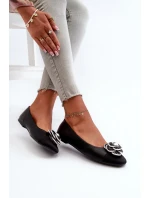 Dámské baleríny z ekologické kůže s ozdobným černé model 21666316 - Boto