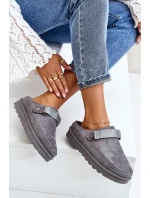 Dámské Teplé Pantofle S Kožešinou Na Platformě Šedé Azida Dámské Teplé Pantofle S Kožešinou Na Platformě Šedé Azida