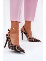 Zdobené Sandály Na Podpatku Panterka Béžovo-Černé Kemonia