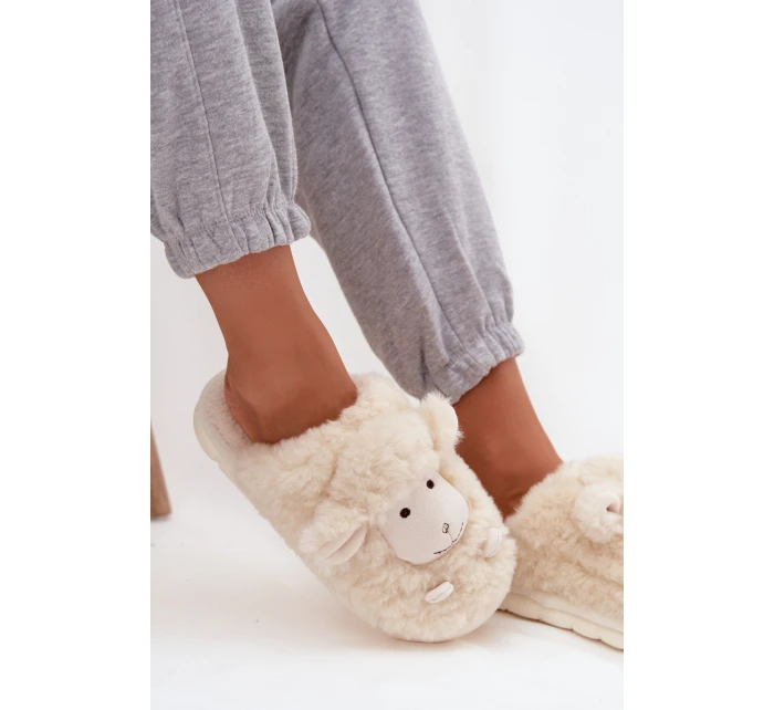 Dámské Kožešinové Pantofle Béžové model 21747713 - Boto