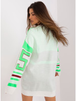 Světle zelený oversize svetr s nápisem