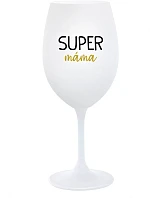 SUPER MÁMA - bílá sklenice na víno 350 ml
