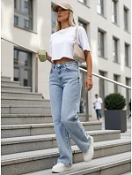 Jeansy damskie wide leg z wysokim stanem niebieskie model 22120938 - FashionStreet