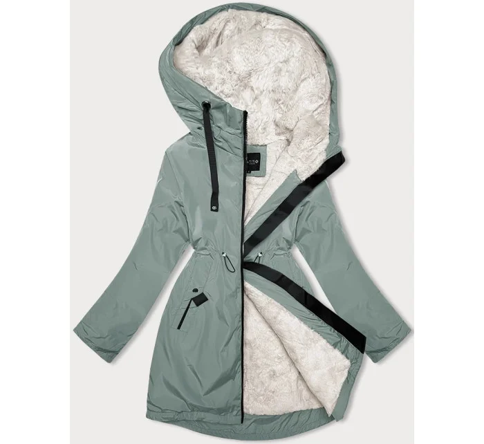 Světle zelená dámská zimní bunda s kožešinovou podšívkou Glakate model 21247441 - Miss TiTi Světle zelená dámská zimní bunda s kožešinovou podšívkou Glakate model 21247441 - Miss TiTi