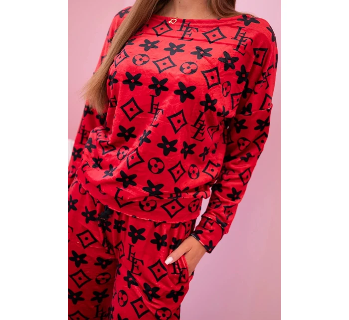 Dámská souprava z veluru s model 21149313 červený - K-Fashion Dámská souprava z veluru s model 21149313 červený - K-Fashion