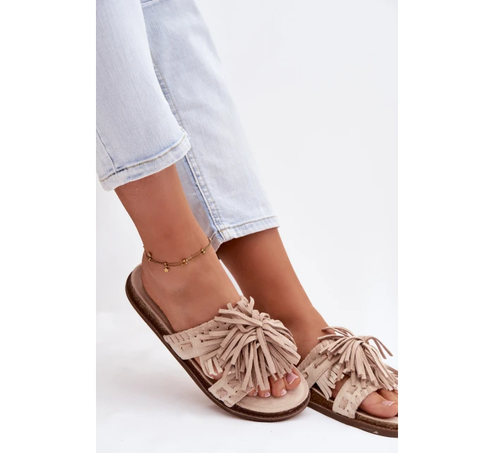 Dámské pantofle Béžové S Fringing Glorinna