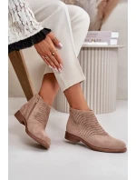 Dámské Kotníkové Boty Na Plochém Podpatku Ažurové Béžové S.Barski Dámské Kotníkové Boty Na Plochém Podpatku Ažurové Béžové S.Barski