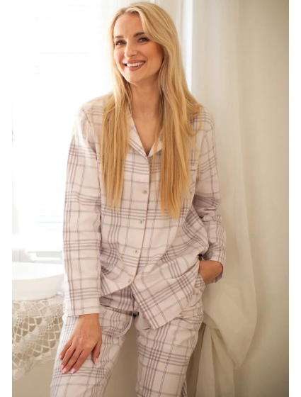 Dámské pyžamo LNS 401 Světle béžová vzor - Key