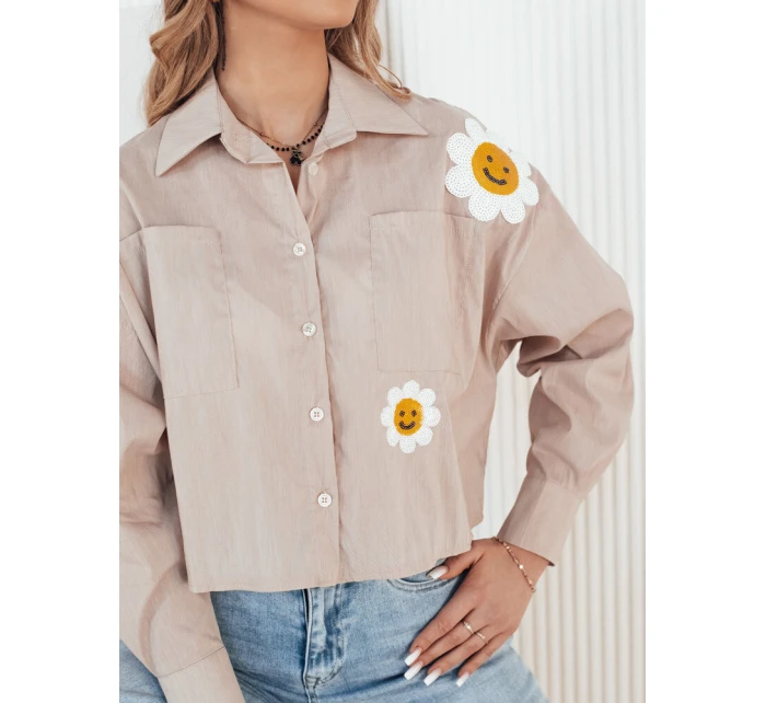 Dámská světle hnědá košile MISUN Dstreet DY0410 Dámská světle hnědá košile MISUN Dstreet DY0410