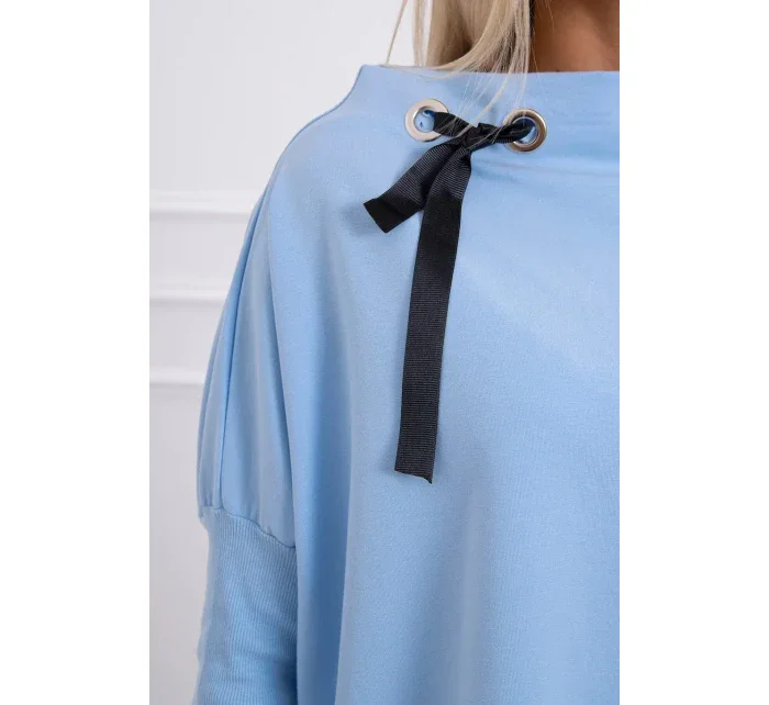 Oversize mikina s asymetrickými boky modrá