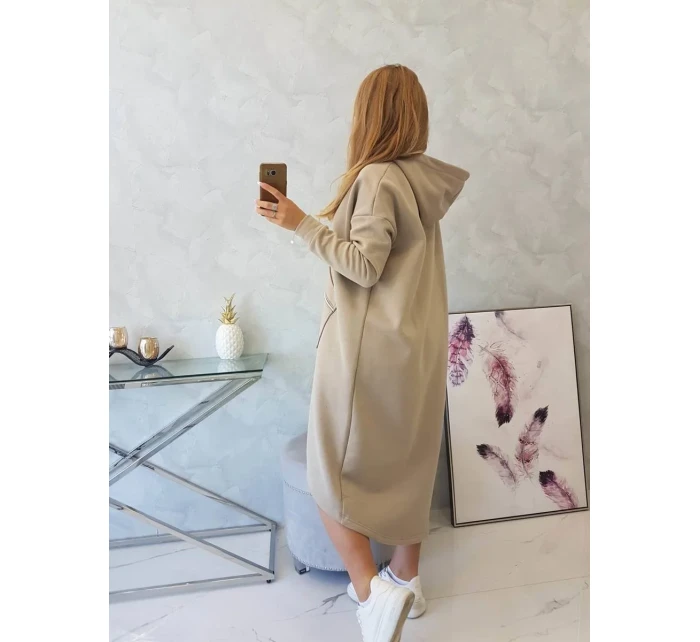 Zateplené šaty s kapucí béžové Zateplené šaty s kapucí béžové