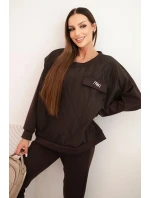 Dámský souprava z viskózy s model 21439226 mikinou a kalhotami hnědý - K-Fashion Dámský souprava z viskózy s model 21439226 mikinou a kalhotami hnědý - K-Fashion