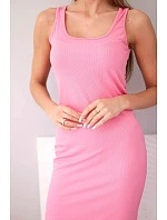 Dámské viskózové žebrované šaty na ramínkách světle růžové Dámské viskózové žebrované šaty na ramínkách světle růžové