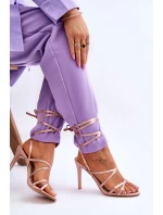 Dámské Sandály Vázané Na Vysokém Podpatku Béžove model 21619394 - Boto Dámské Sandály Vázané Na Vysokém Podpatku Béžove model 21619394 - Boto