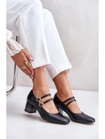 Kožené sandály s pásky na podpatku černé model 21673885 - Laura Messi