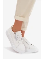 Kožené dámské polobotky s zipem bílé model 22013973 - EVENTO Kožené dámské polobotky s zipem bílé model 22013973 - EVENTO