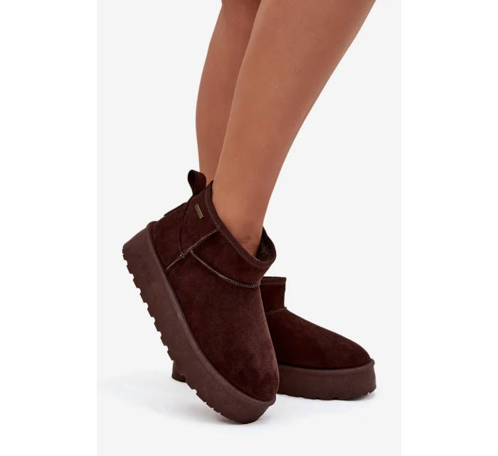Dámské nízké sněhule na platformě Big Star – čokoládové