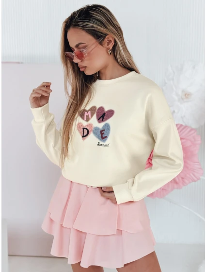 Dámská nadměrná mikina se srdíčky MADELIN béžová FashionStreet BY1461
