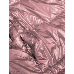 Oboustranná růžovo-šedá lesklá dámská bunda (B9553)