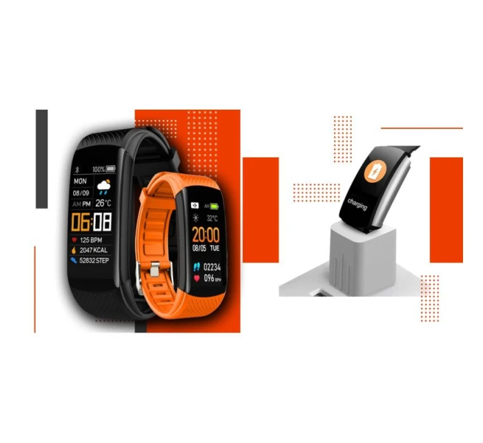 GIEWONT Smartwatch černé a oranžové 2 pruhy GW200-9 GIEWONT Smartwatch černé a oranžové 2 pruhy GW200-9