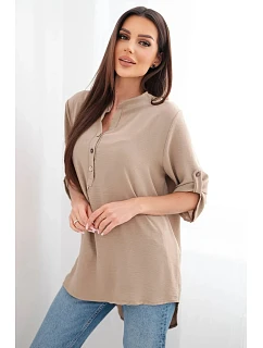 Halenka s prodlouženým zadním dílem cappuccino