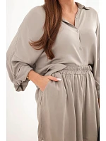 Dámský viskózový komplet košile s knoflíky a volné kraťasy fango