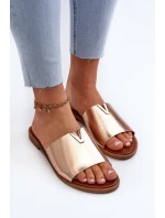Dámské sandály z ekokože na ploché podrážce zlaté Maliha Dámské sandály z ekokože na ploché podrážce zlaté Maliha