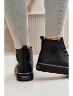 Dámské Zateplené Tenisky Z Eko Kůže Big Star OO274790 Černé Dámské Zateplené Tenisky Z Eko Kůže Big Star OO274790 Černé