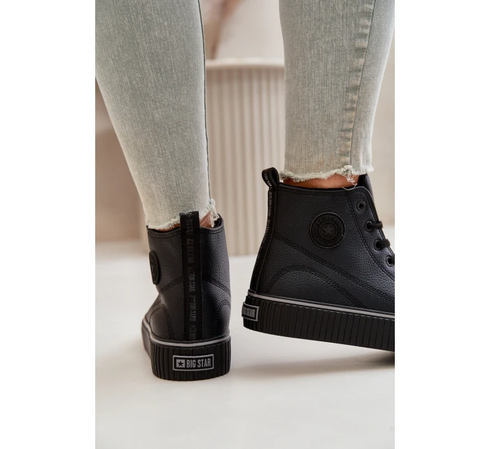 Dámské Zateplené Tenisky Z Eko Kůže Big Star OO274790 Černé Dámské Zateplené Tenisky Z Eko Kůže Big Star OO274790 Černé