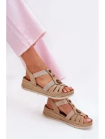 Dámské Sandály Na Klínu S Ozdobami Béžové model 21702188 - Inblu