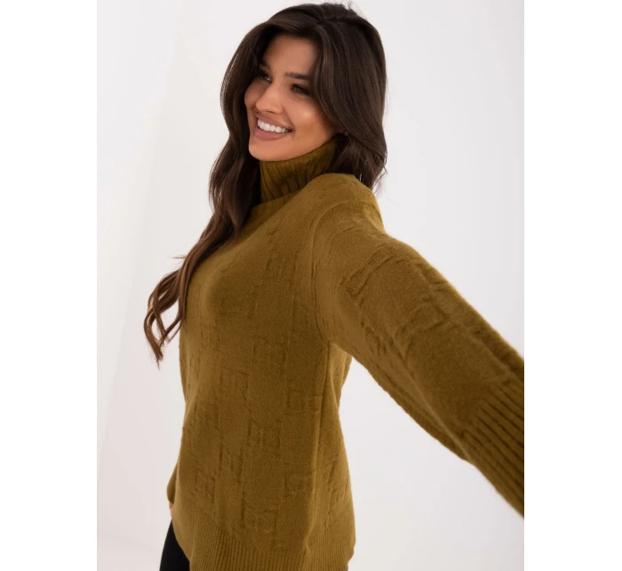 Sweter AT SW  oliwkowy model 20459127 - FPrice