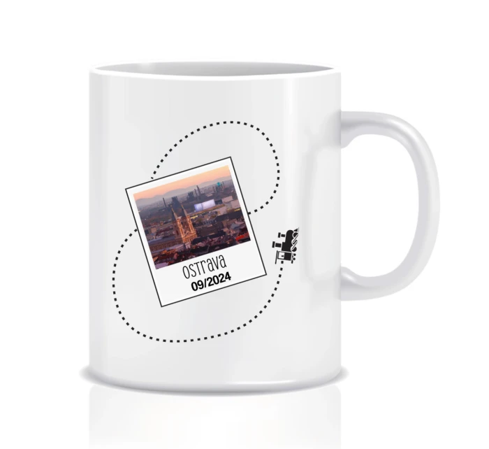 Vlastní text na cestovatelský klasický bílý hrníček
